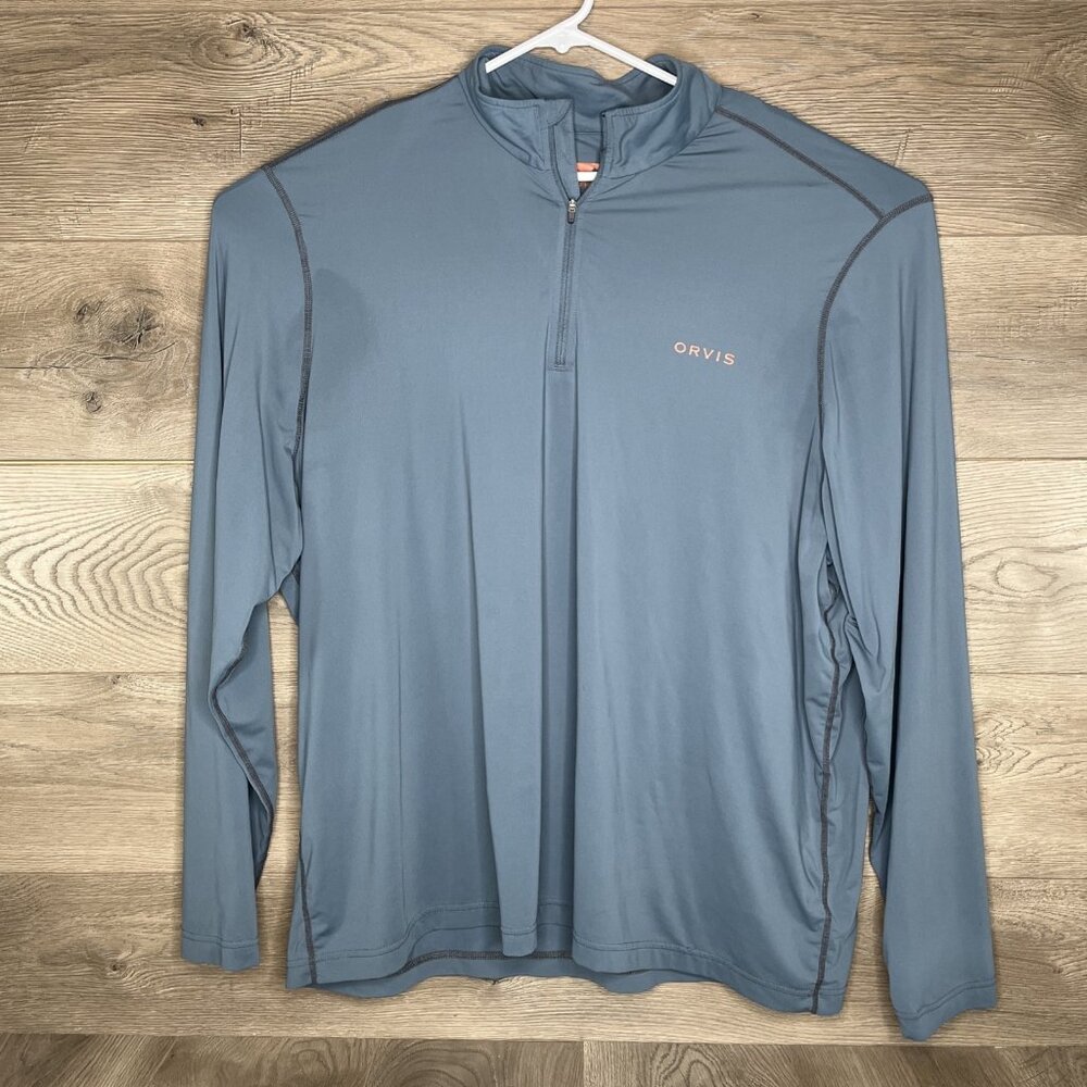 Orvis Dricast Quarter Zip Pullover Long Sleeve Shirt XX Large Gray/Green - Picture 2 of 7